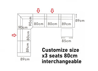 6 Seater Modular Cloud Couch with Ottoman - Grey